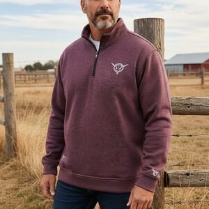 Cowboy Hardware Mens XX Large Burgundy Heathered Quarter Zip Fleece